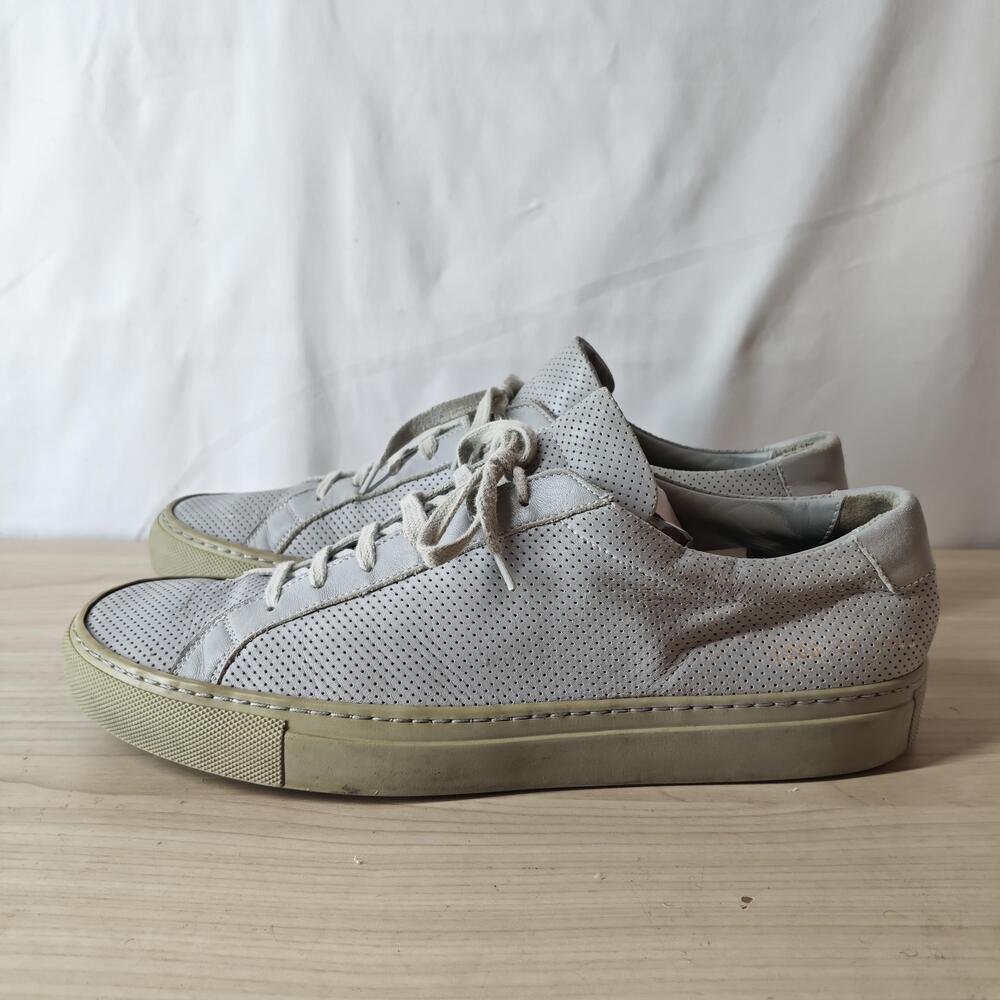 Common Projects Shoes Mens Size 9 42 Gray Perforated Leather Low Top Made Italy